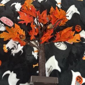 Festive Autumn Tree Decor with Orange and Brown Leaves, light up battery design